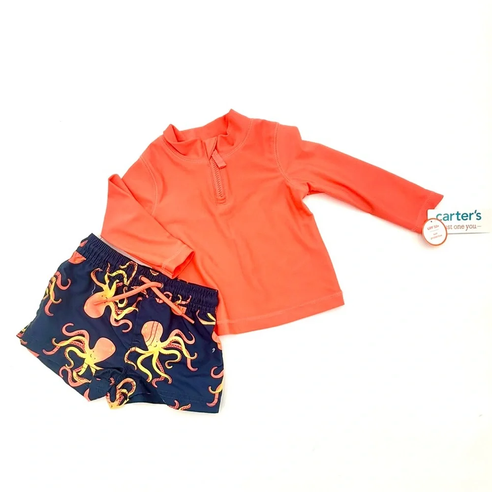 Carter’s Long Sleeve Rash‎ Guard Swimsuit Set Size 6Mth NWOT